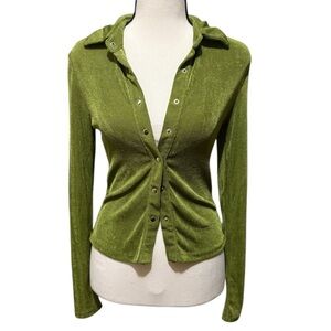 Princess Polly | Green Button-Up Long Sleeve Top